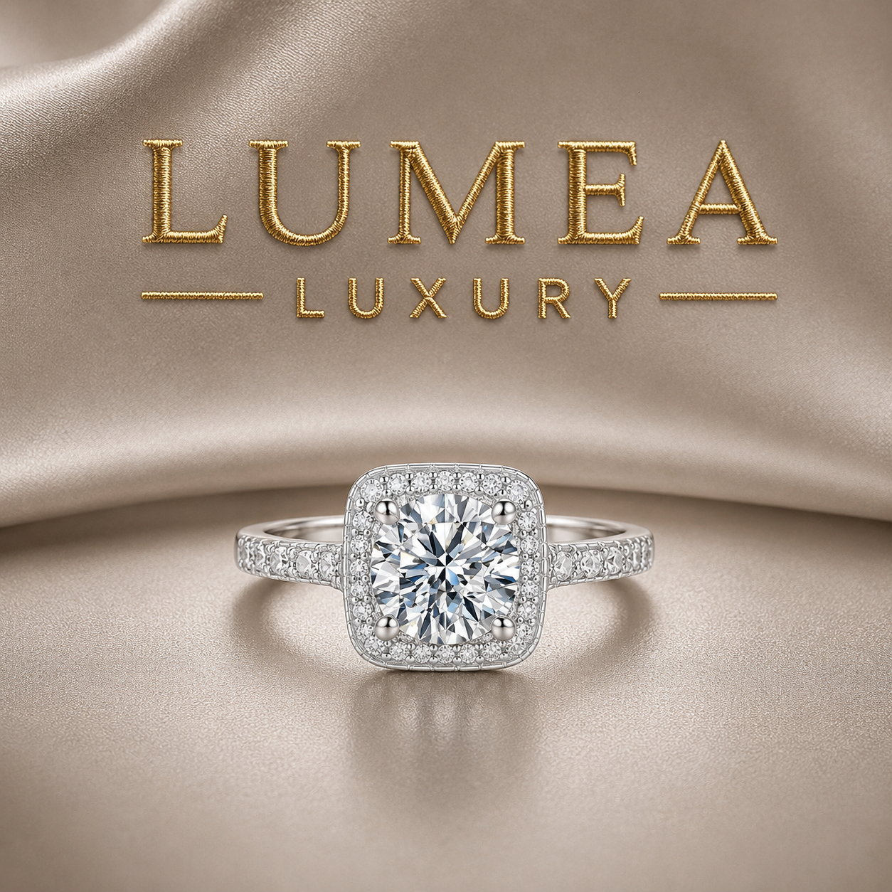 Lumea Cushion halo double-pavé