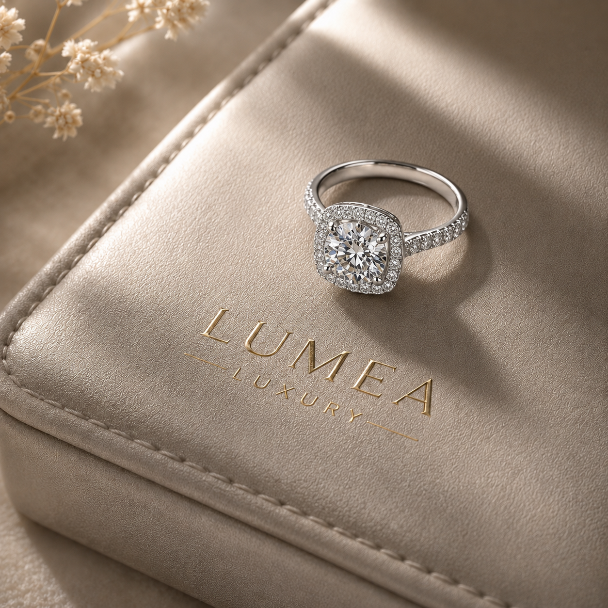 Lumea Cushion halo double-pavé