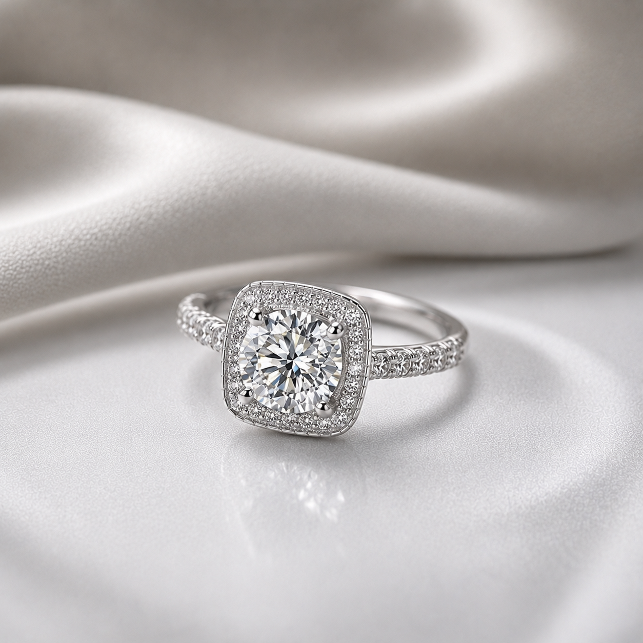 Lumea Cushion halo double-pavé