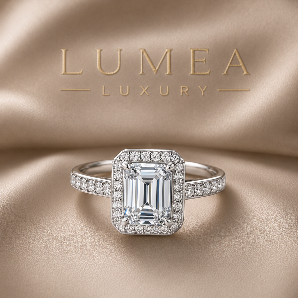 Lumea Emerald-Cut Halo Solitaire, 1ct